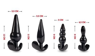 Kit Plug Anal Dom 4 Tamanhos Preto