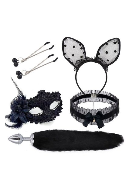 Kit Gatinha de Luxo com Plug Anal e Mscara Preto
