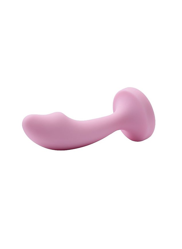 lesbian anal butt plug Plug Anal Curvado em Silicone com Pedra Rosa Rosa