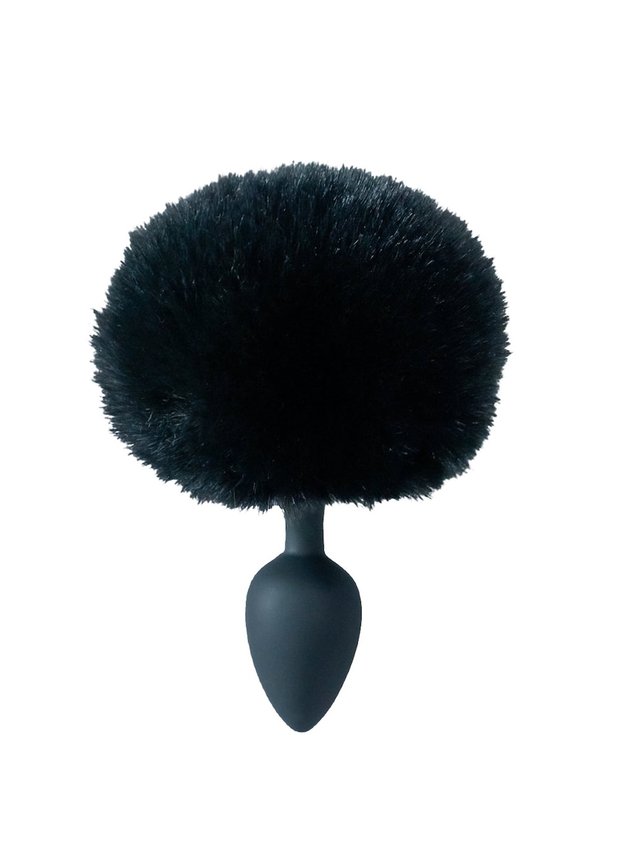 Plug Anal Rabo de Coelho em Silicone Tam. P Preto