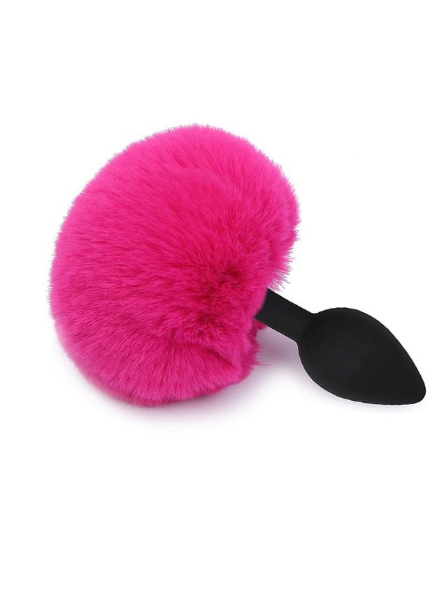 plug anal coelho Plug Coelho Pompom Branco Plug Anal Metal Rabo Coelhinha